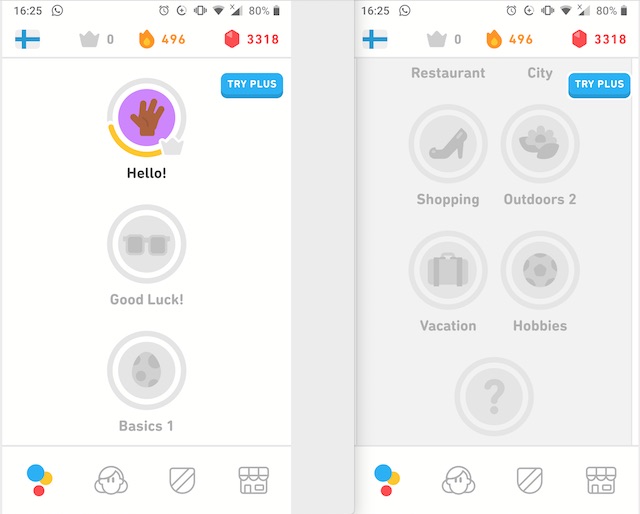 Unidades de finés en Duolingo
